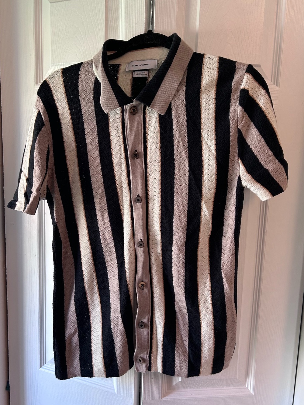 UO Striped Knit Short-sleeved Polo, M